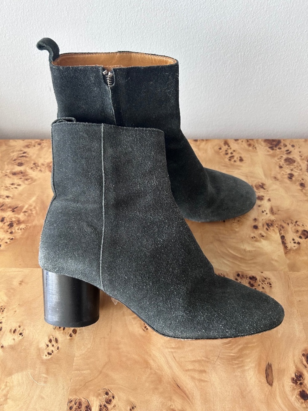 Isabel Marant Drew Round Heel Charcoal Gray Black Suede Boots 38 7